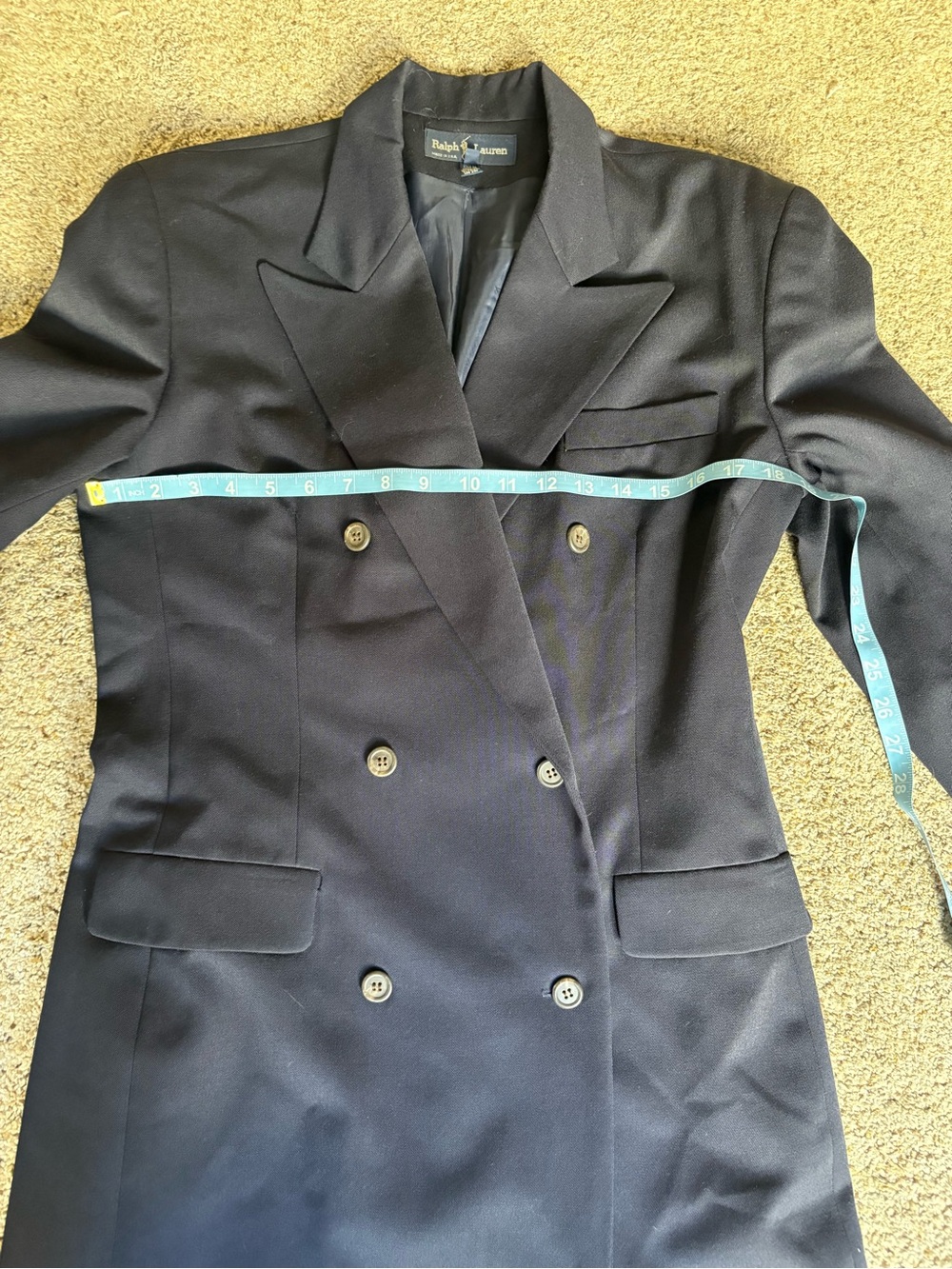 Vintage Ralph Lauren Double-Breasted Navy Blazer Dress - Picture 13 of 16